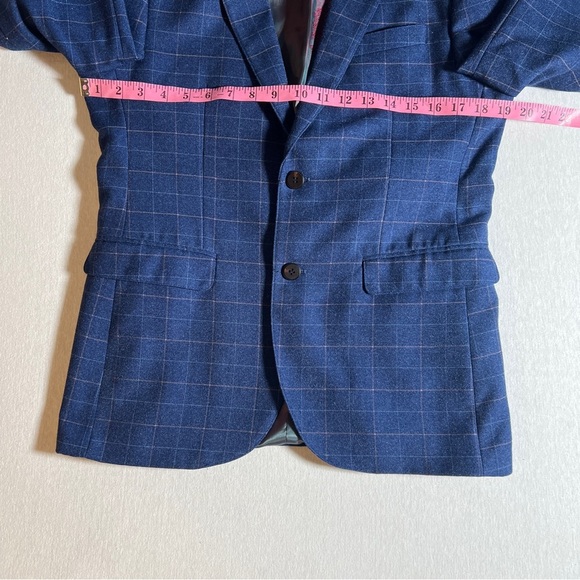 Paite 100% Wool Blue Plaid Blazer w/ Green + Red Satin Lining, Sz 48 Fits Medium - Picture 6 of 14